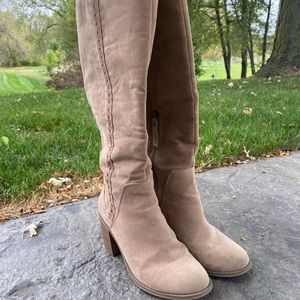 Tan knee high boots